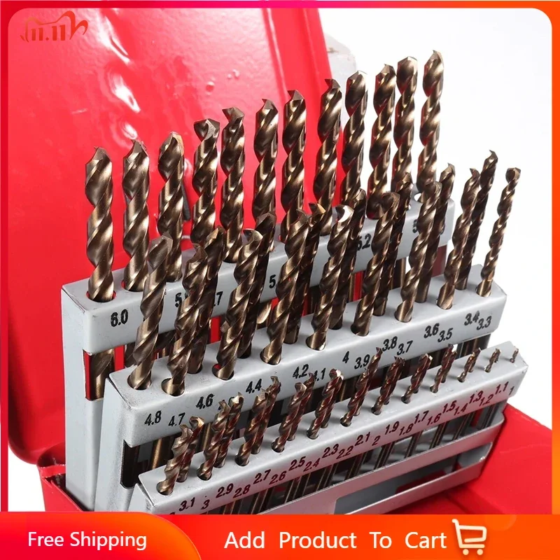 

51Pcs 1-6mm/41Pcs 6-10mm M35 Cobalt Drill Bit Set HSS-Co Twist Drill Bits With Case For Stainless Steel Wood Metal Drilling Hole