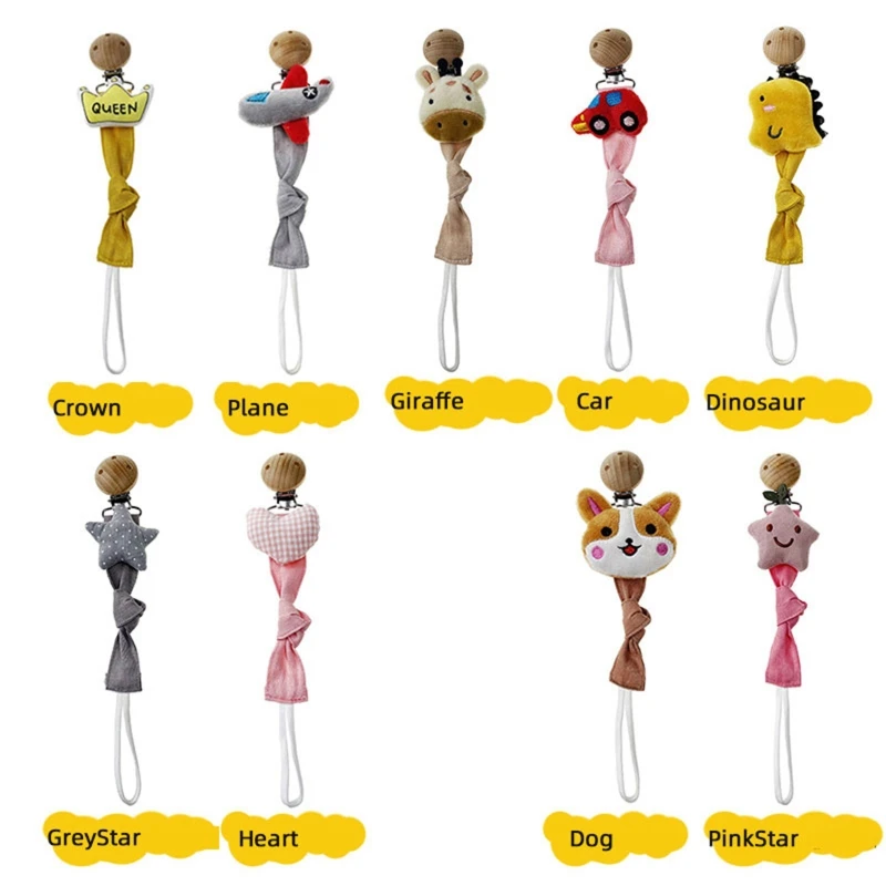 

Baby Pacifier Clip for Infant Newborn Toddlers Cotton Wooden Pacifiers Chain Nipple Soother Dummy Holder Shower Gift