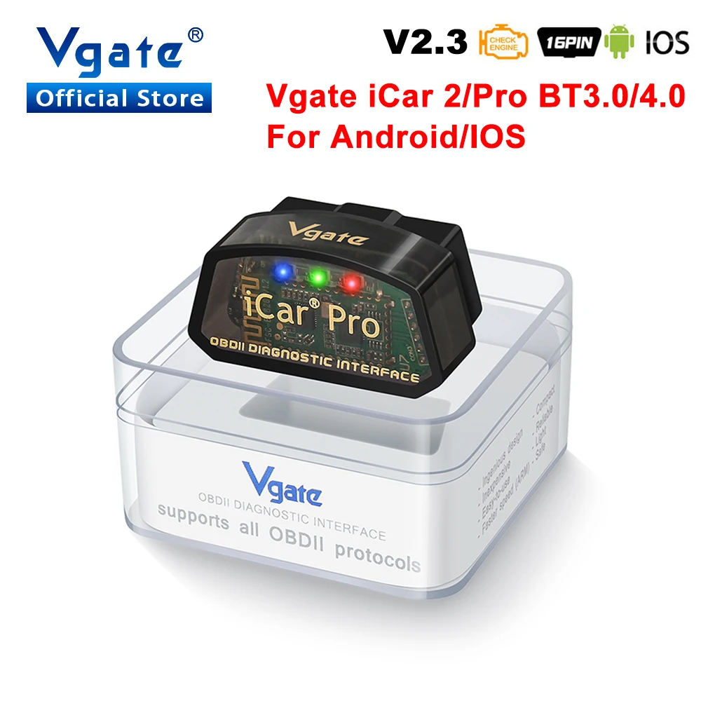 Vgate ELM327 v2.3 iCar Pro Bluetooth-Compatible obd2 for Android/IOS OBD 2 iCar2 Car diagnostic scanner Adapter Auto Code Reader Vgate ELM327 v2.3 iCar Pro Bluetooth-Compatible obd2 for Android/IOS OBD 2 iCar2 Car diagnostic scanner Adapter Auto Code Reader