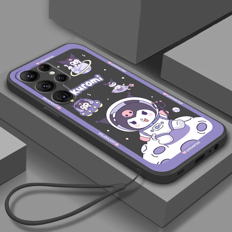 

Sanrio Cinnamoroll Kurome Case For Samsung Galaxy S22 S21 S20 S10 Note20 10 Ultra Plus Pro FE Lite Liquid Rope Phone Cover Core