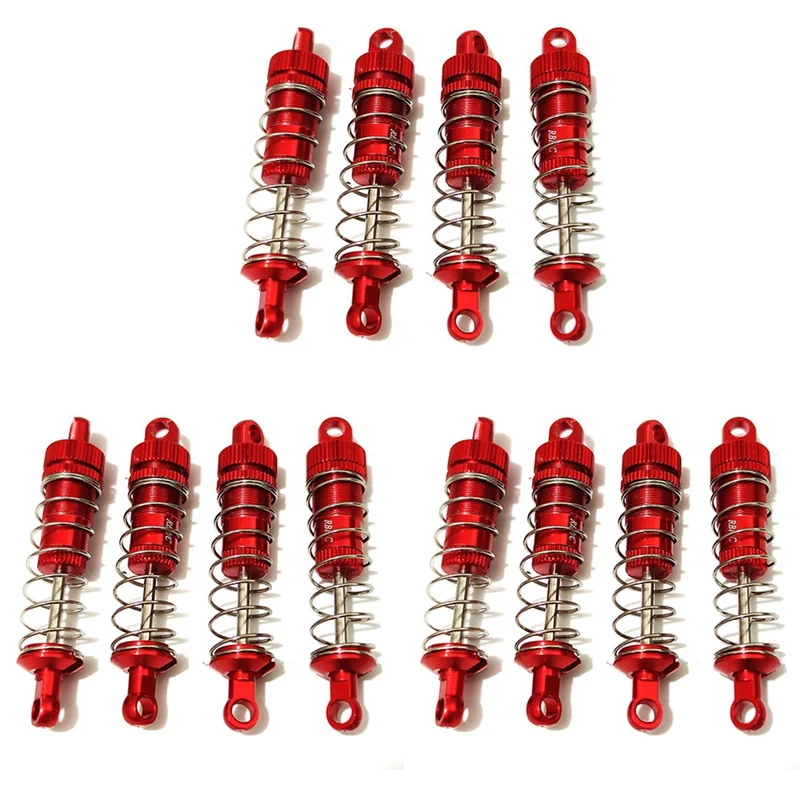 

12Pcs Metal Front Rear Shock Absorber For WPL C14 C24 MN D90 MN45 HS 18301 Wltoys A959 K929 Rc Car Upgrades,Red