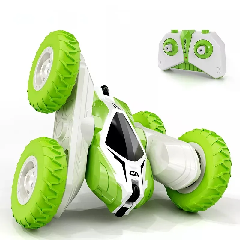 

Green Mini RC Cars Stunt Car Toy, 2.4GHz Remote Control Car Double Sided Flips 360° Rotating Vehicles, Toys Gifts for Kids