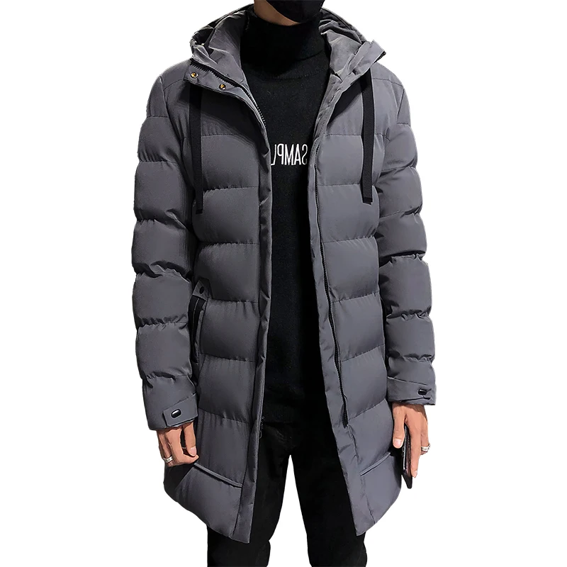 Men Winter Jacket Warm Hooded Solid Man Jackets and Coats Outwear Windbreaker Male Long Parka Overcoats Plus Size Black Grey 4XL