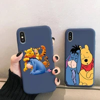 pooh bear eeyore tigger piglet phone case for iphone 13 12 mini 11 pro xs max xr 7 8 6 plus candy color blue soft silicone cover