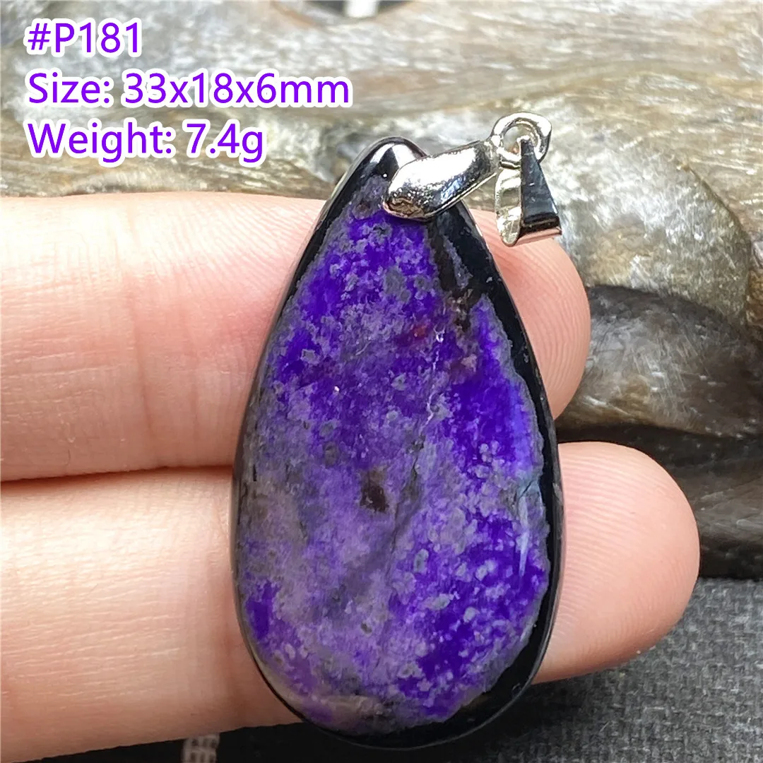 

Top Natural Royal Purple Sugilite Necklace Pendant For Women Man Crystal 33x18x6mm Beads Silver Anticancer Stone Jewelry AAAAA
