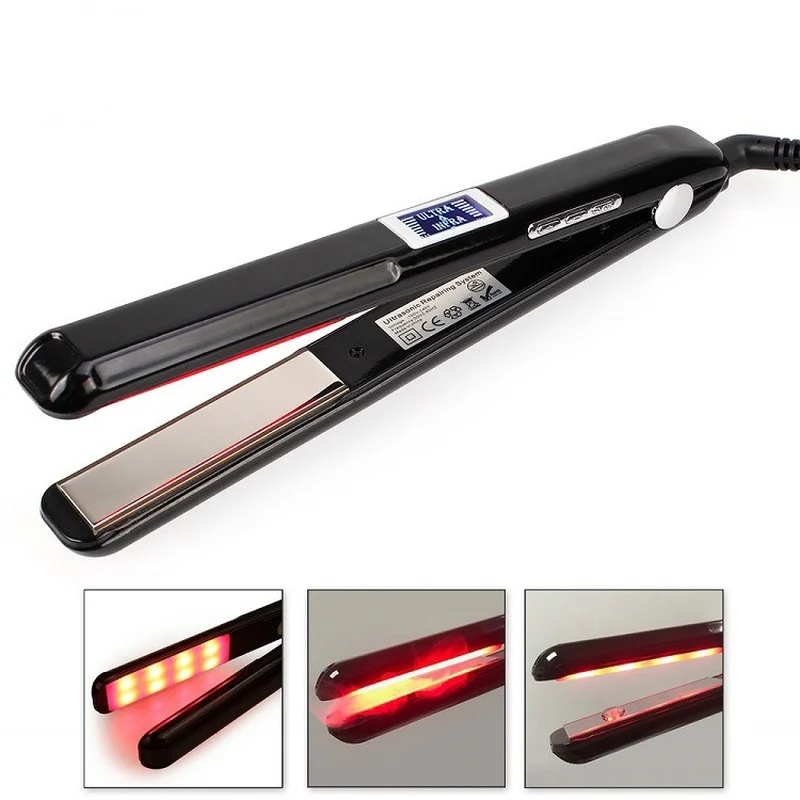 Infrared Hair Care Iron Ultrasonic Hair Straightener for Frizzy Dry Hair Keratin Repair Warm Mist Irons Recovers Damaged
