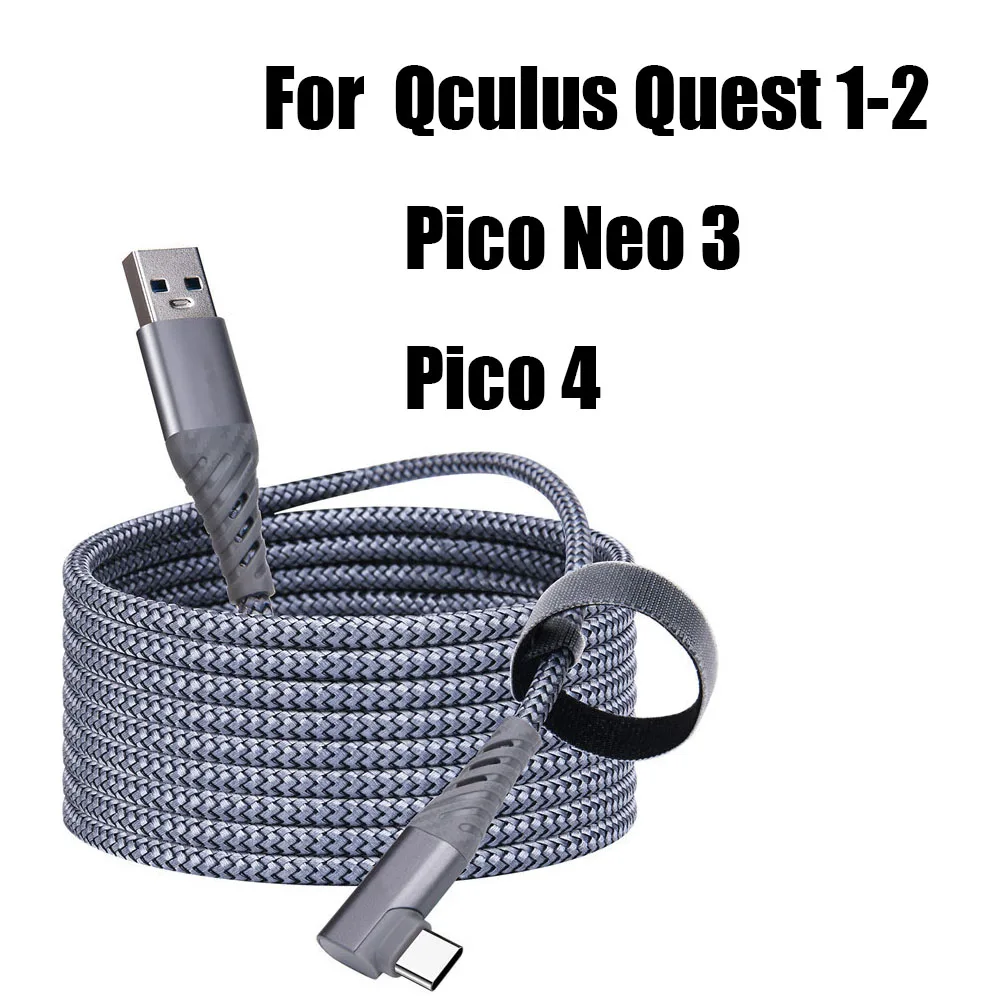 

Link Cable for Oculus Quest 2 USB 3.1 Gen 1 Data Transfer Quick Charge for Pico 4 Neo 3 Accessories VR Type C 3M 5M Cord