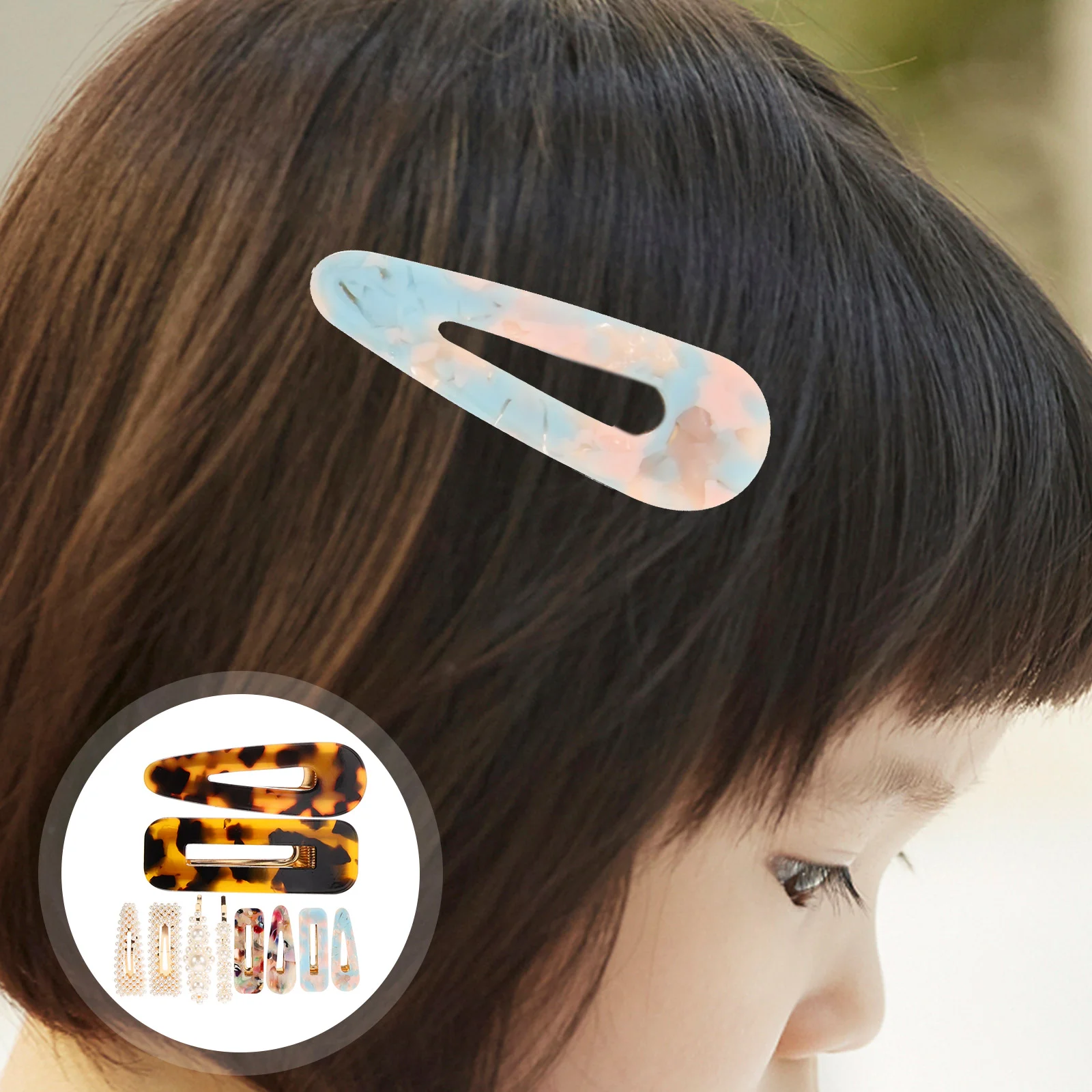 

10pcs Marble Hair Clips Barrettes Hollow out Hair for Ladies Women Girls