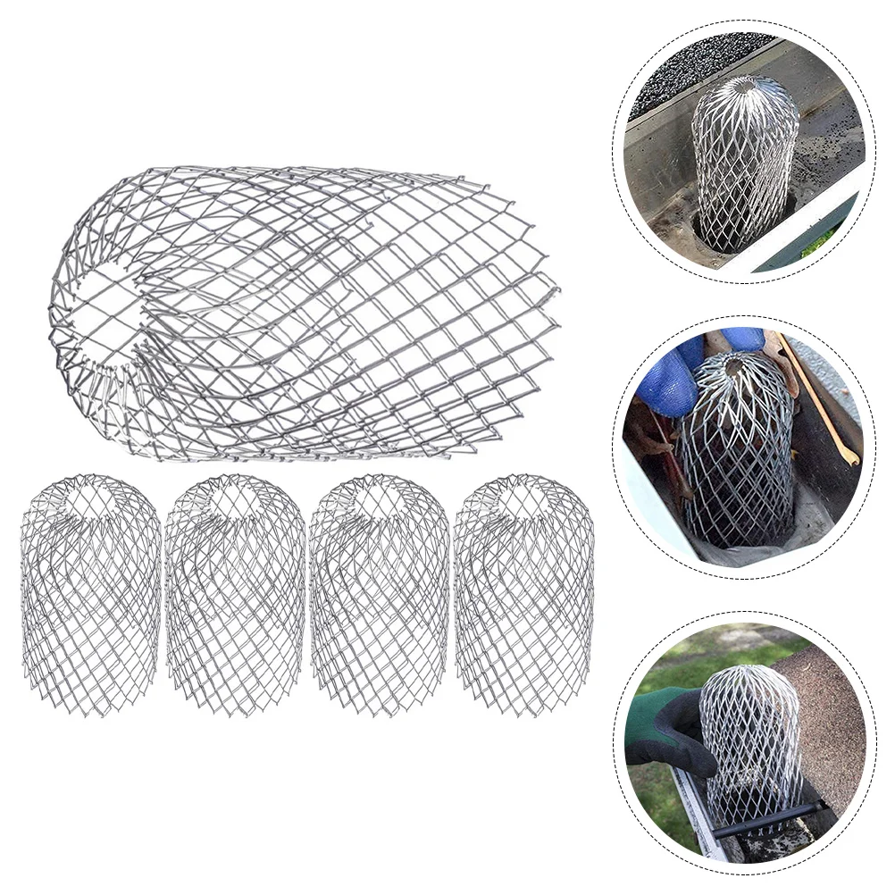 

5 Pcs Gutter Filter Sink Screen Roof Guard Downspout Strainer Leaf Stainless Steel Caps Drain