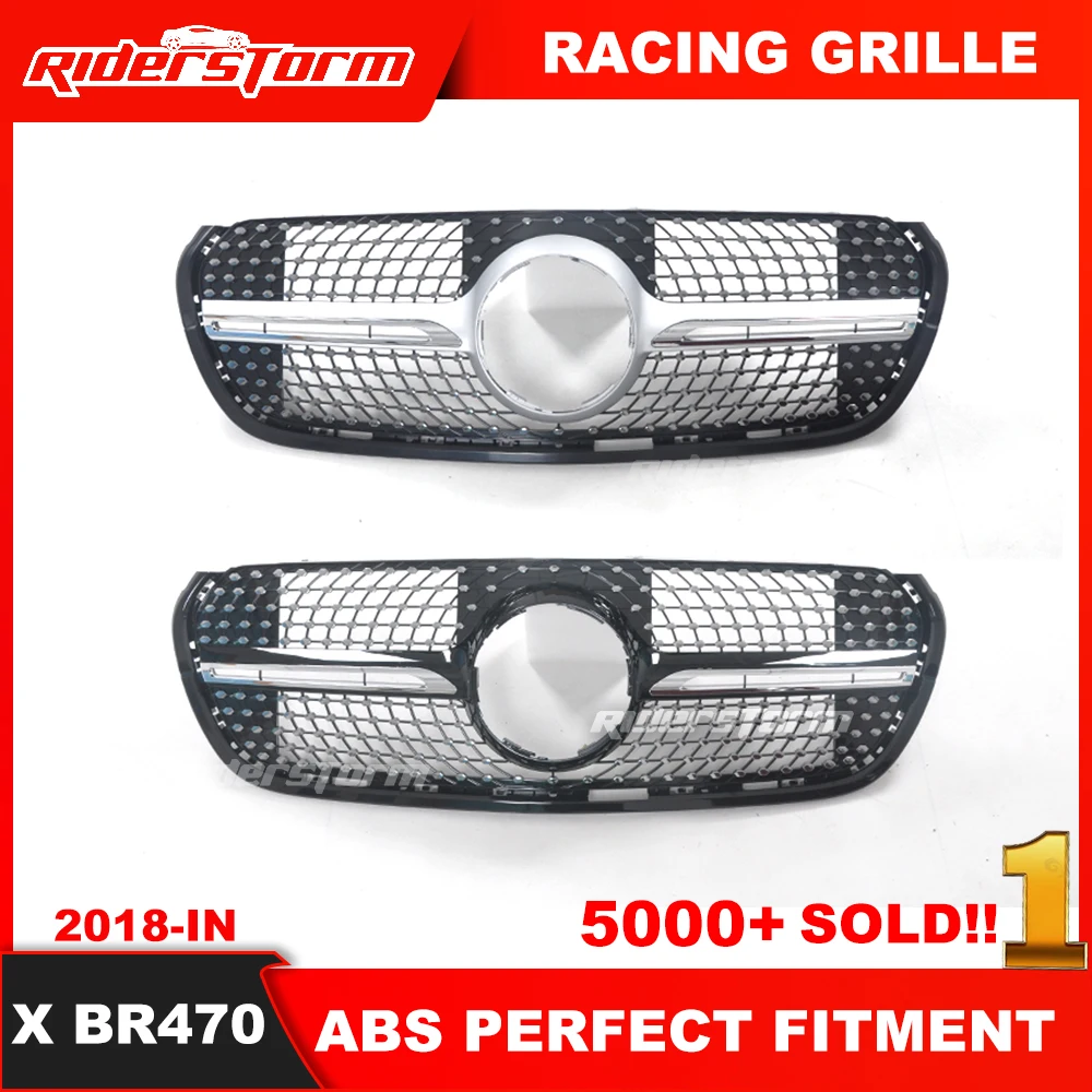 

For MercedesMB Diamond grille for X Class W470 Car Front Grill Grille Mesh ABS Silver Without Camera&without sign Look Grills