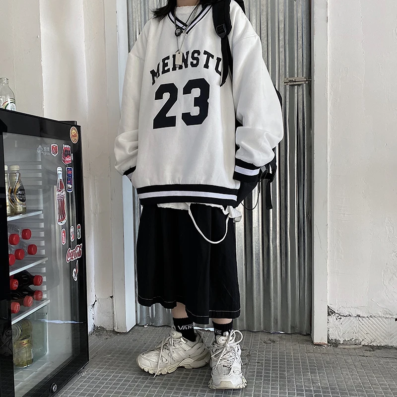 Свитшот с V-образным вырезом и надписью для мужчин женщин винтажная спортивная