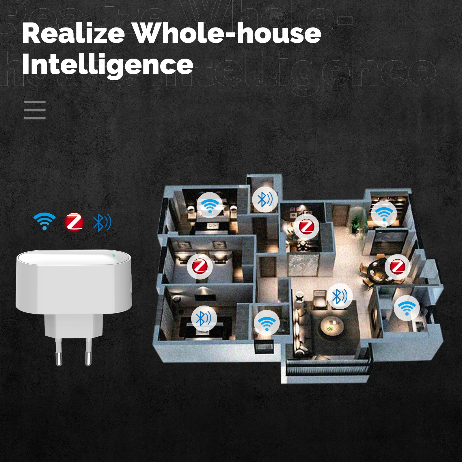 Фото MOES Tuya Многорежимный ZigBee Bluetooth BLE Mesh Socket Gateway Smart Hub Версия для ЕС Дополнительное 100+ дополнительных устройств Пульт дистанционного управления №5