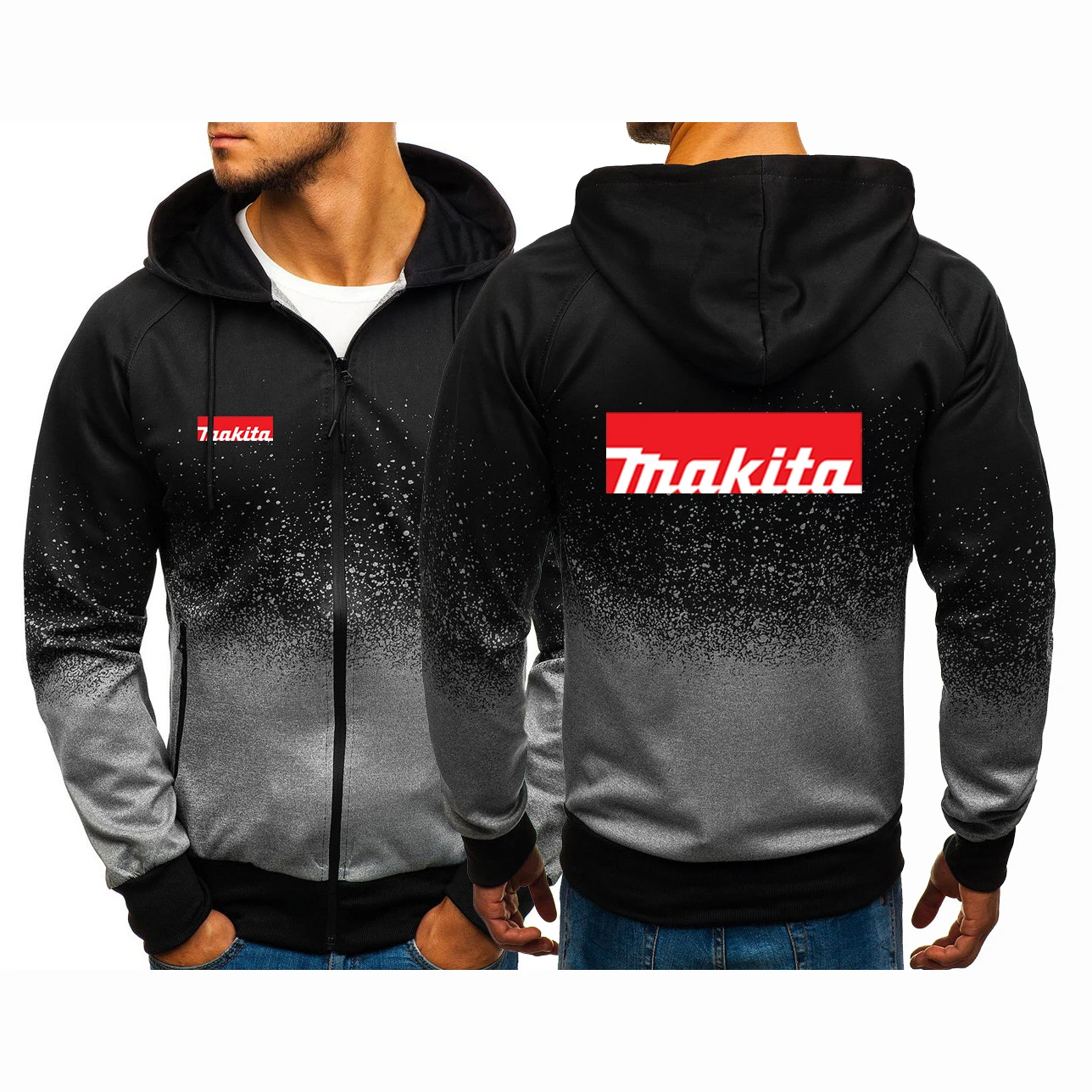 

Makita 2023 Men's New Long Sleeve Gradient Color Sweatshirts Harajuku Hoodies Zipper Sweatshirt Cotton Clothing Jackets Coats