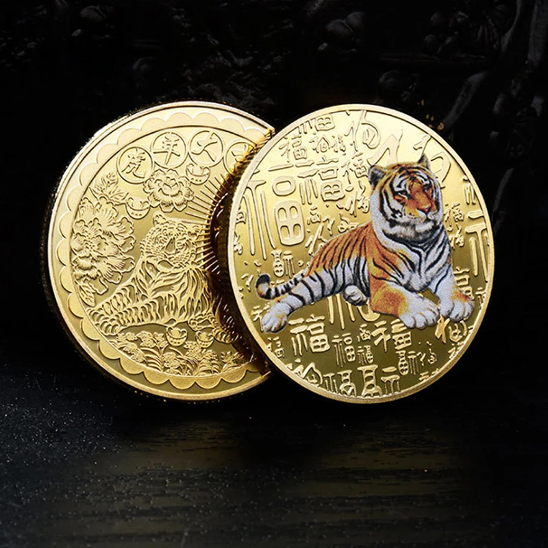 

2022 New Year Gold Coin Twelve Zodiac Tiger Commemorative Coins For Collection