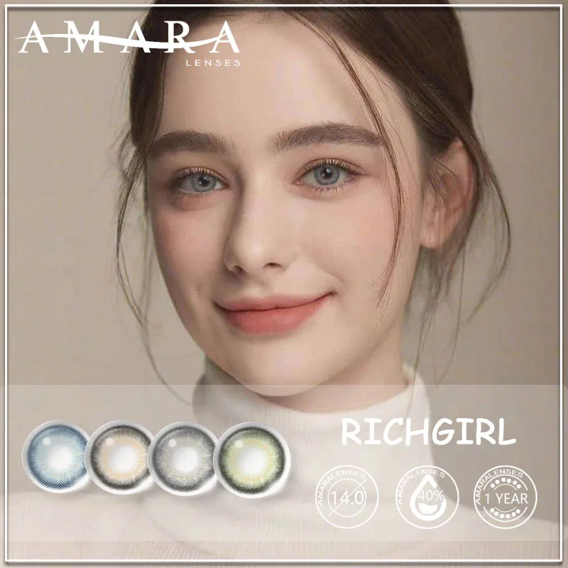 

AMARA Natural Color Contact Lenses for Eyes 1Pair Blue Colored Lenses Cosmetic Lenses RICHGIRL 14.0mm Contact Lens Beauty Makeup