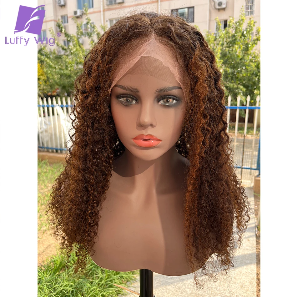 Highlight Honey Blonde Colored Water Wave 13x6 Lace Front Wig Human Hair Remy Brazilian Lace Frontal Glueless Wigs Loose Curly