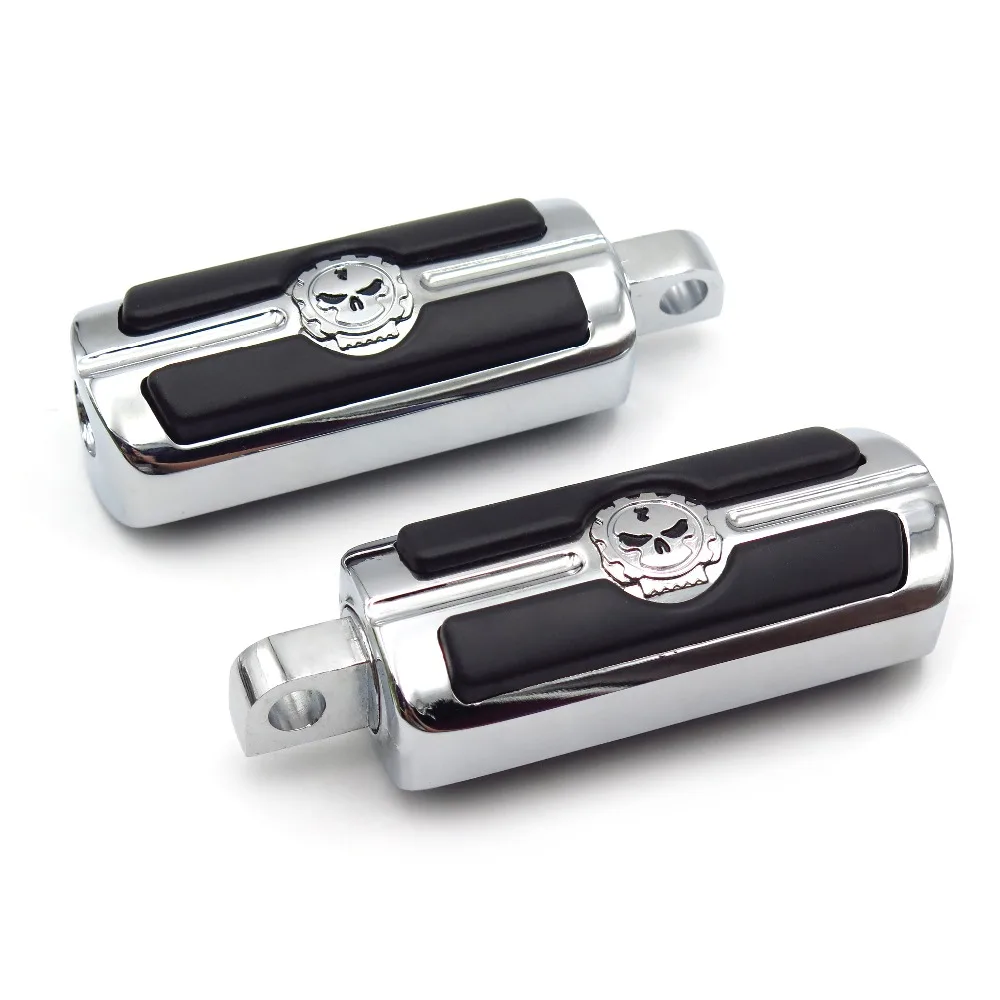 Pair Skull Foot Pegs Rest For Harley-davidson Motorcycle Tou