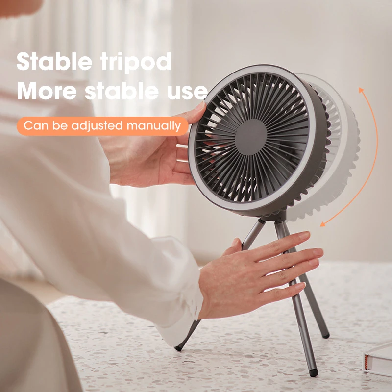 

Multifunctional Mini Fan USB Rechargeable Portable Fan Outdoor Camping Ceiling Fan with Led Light 10000mAh Desktop Fan