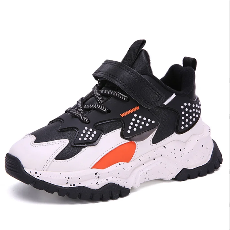 

Autumn Winter Children Shoes Boy's Leather Waterproof Antislip Rubber Sole Little Kid Big Kids Fitness Gym Casual Sneakers