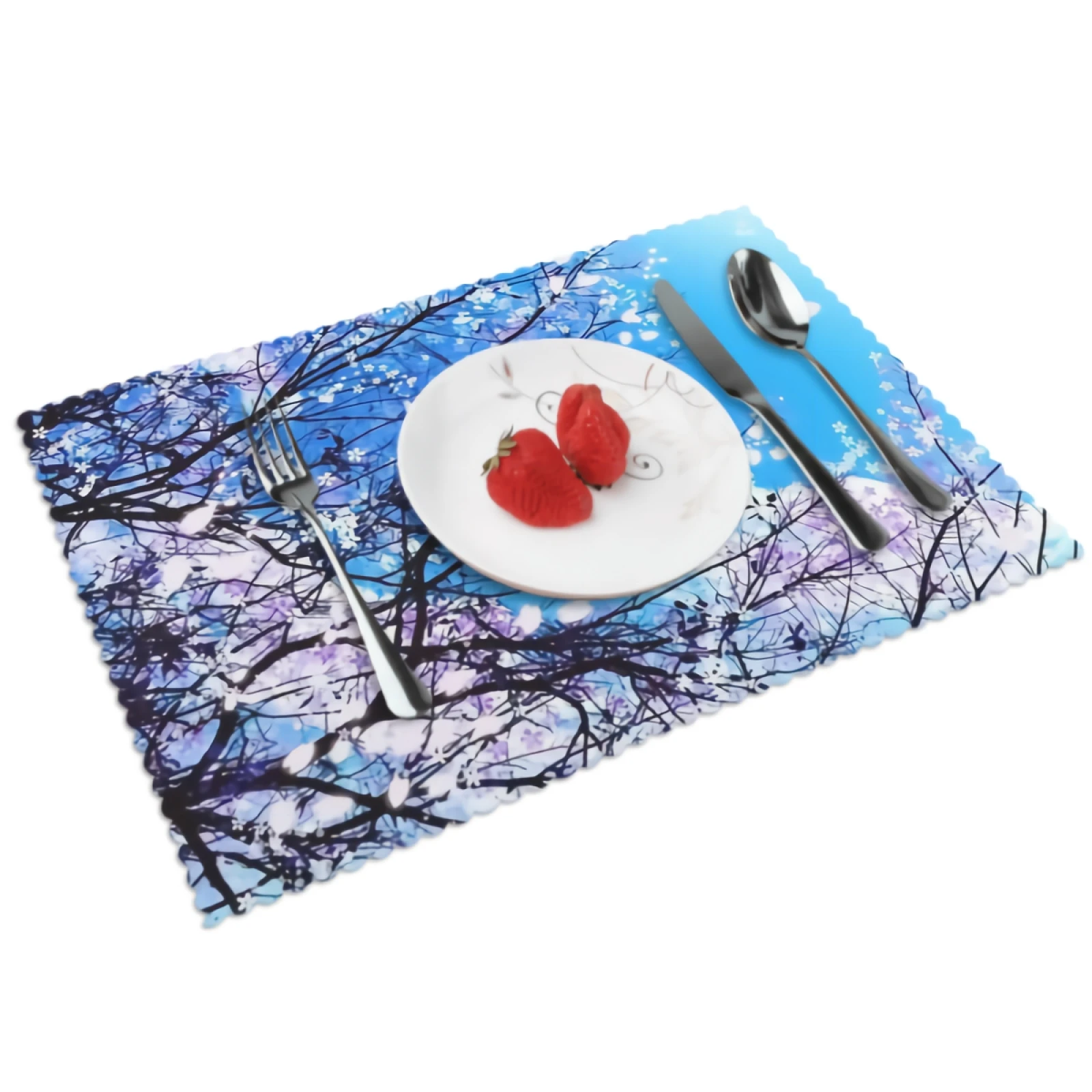 

Cherry Blossom Placemats Japanese Pink Floral Placemat Set of 4 Heat-Resisting Non Slip Table Mats