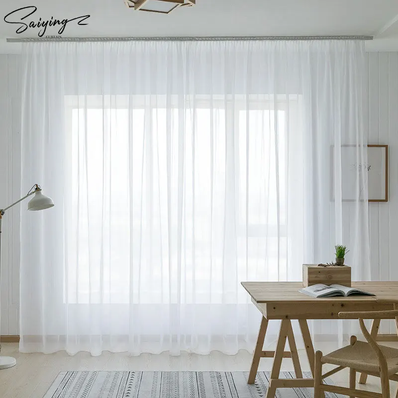 

White Yarn Tulle Curtain For Living Room Modern Sheer Voile Curtains For Bedroom Window Treatment Kitchen Balcony Wedding Decor