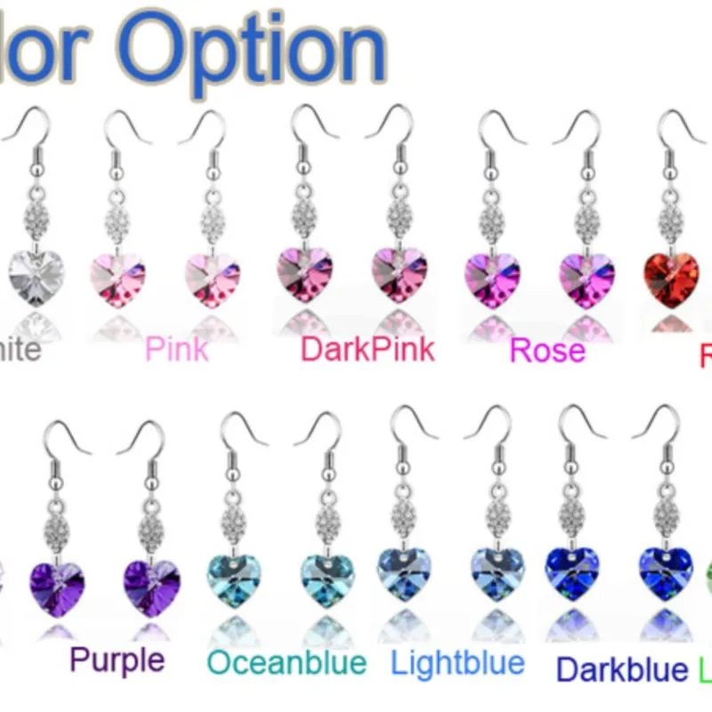 Серьги-подвески для девочек с подвесками в форме сердца и кристаллами - купить по