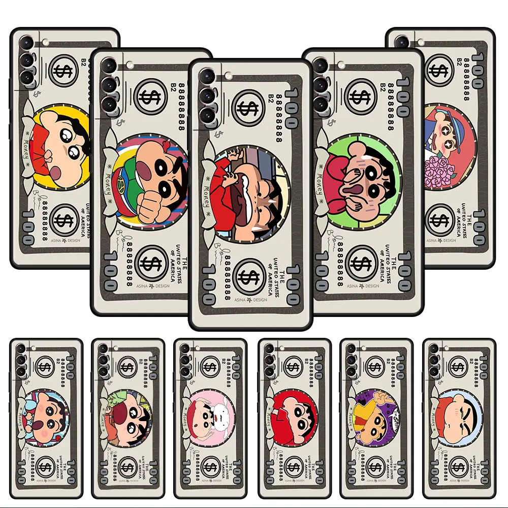 

Cartoon Cash Crayon Shin Chan Soft Case For Samsung Galaxy S22 S20 FE S21 S10 S9 Plus S8 Note 20 Ultra 10 Lite Black Phone Shell
