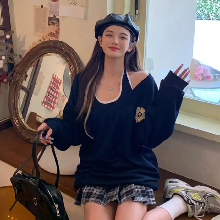 

Spring and autumn suit female two-piece sweater jacket thin 2023 new design sense niche loose pure desire on clothes