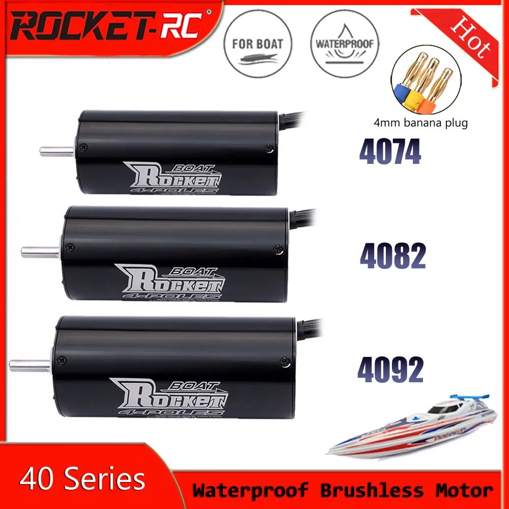 Фото ROCKET-RC 4074 4082 4092 Водонепроницаемый бесщеточный двигатель для 1000 мм (или выше) M41 Catamaran Spartan RC Рыболовная лодка Наживка Корабль Traxxas №1