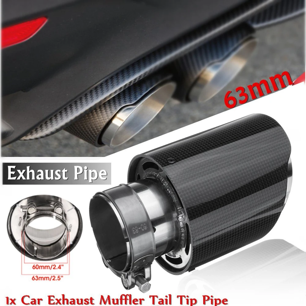 

51/57/63/76MM Universal Car Carbon Fiber Exhaust System Tube Silencer Muffler Pipe Tips Tail Trim Decorations Straight