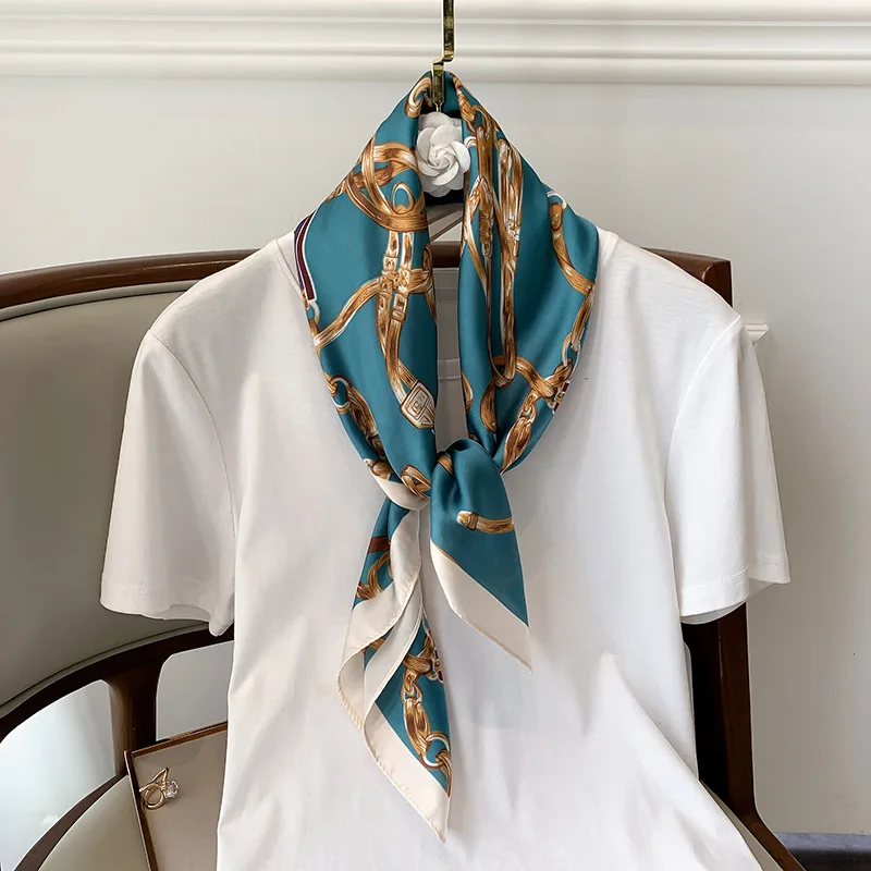 

Женский винтажный атласный квадратный шарф, Шелковый шаль с принтом, бандана, лето 2022