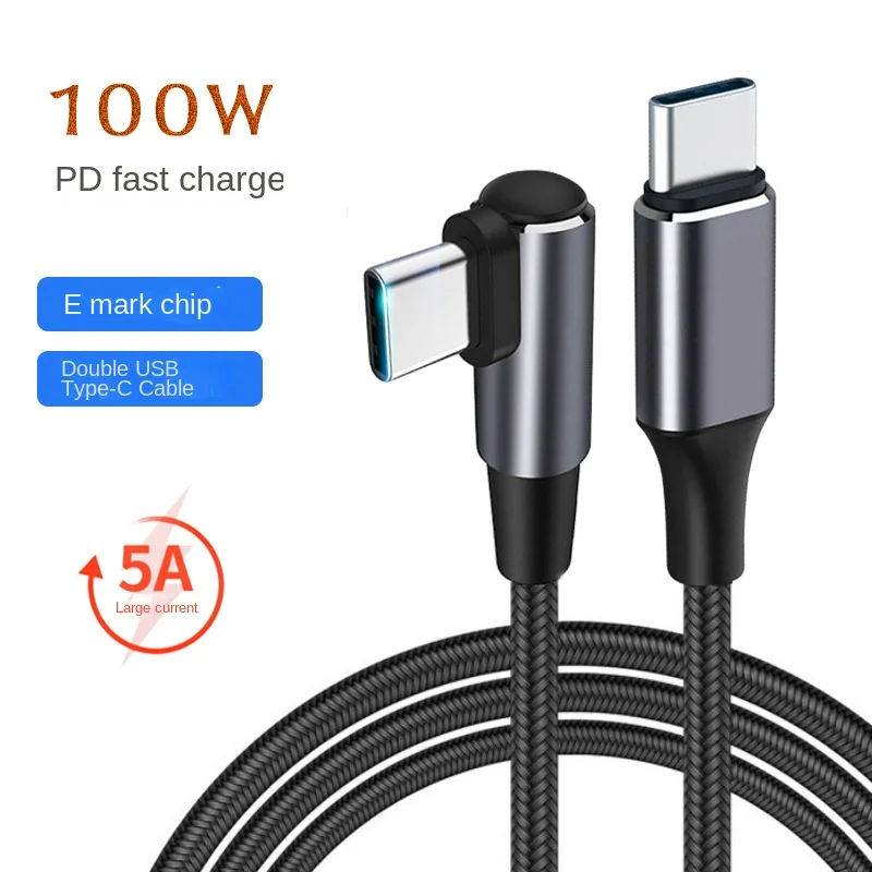 Линия передачи данных PD 60 Вт/100 Вт C к C Type-c к Type-c, линия быстрой зарядки с одним коленчатым штекером на штекер 3A5A