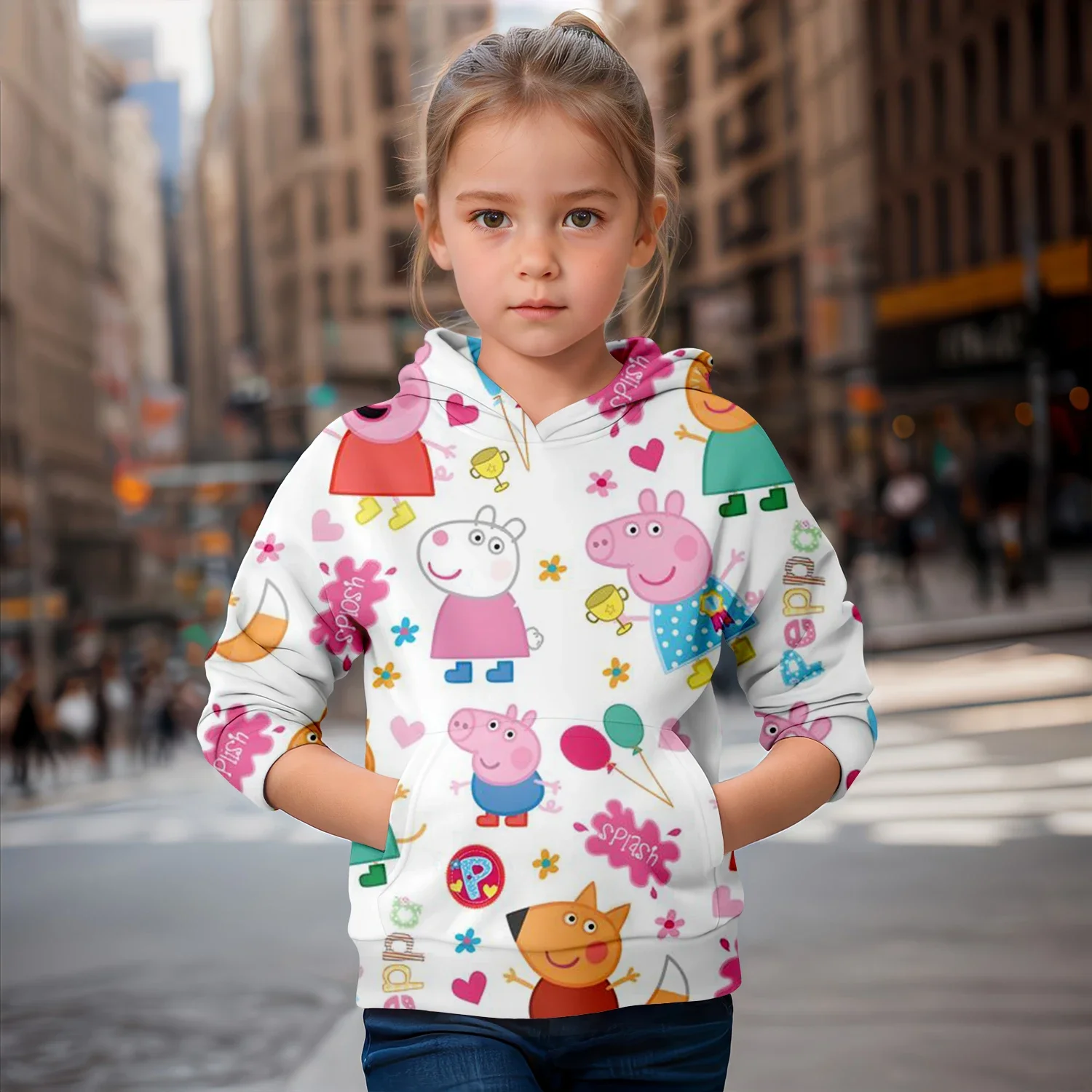 Толстовка с капюшоном и 3D-принтом Свинка Пеппа модная детская одежда для девочек