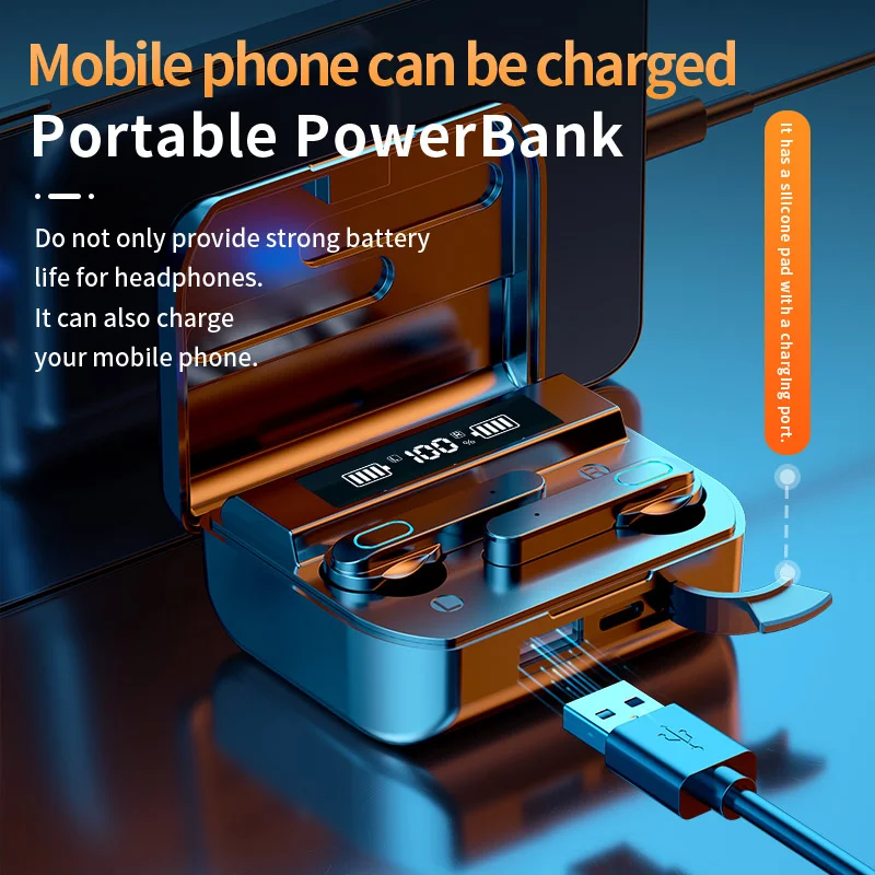 

T33 Bluetooth Earphone Outdoor Sports Wireless Headset 5.2 With Charging Bin Power Display Touch Control Gaming Earbud Headphone