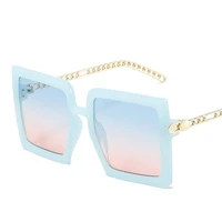 2022 women vintage sunglasses lady fashion big square frame eyeglasses metal link leg design transparent ocean lenses eyewear