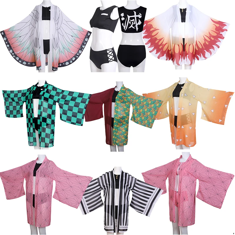 

Demon Slayer Kamado Tanjirou Agatsuma Zenitsu Bikini Swimwear Cosplay Women's Clothing Halloween Costume Kochou Shinobu Nezuko