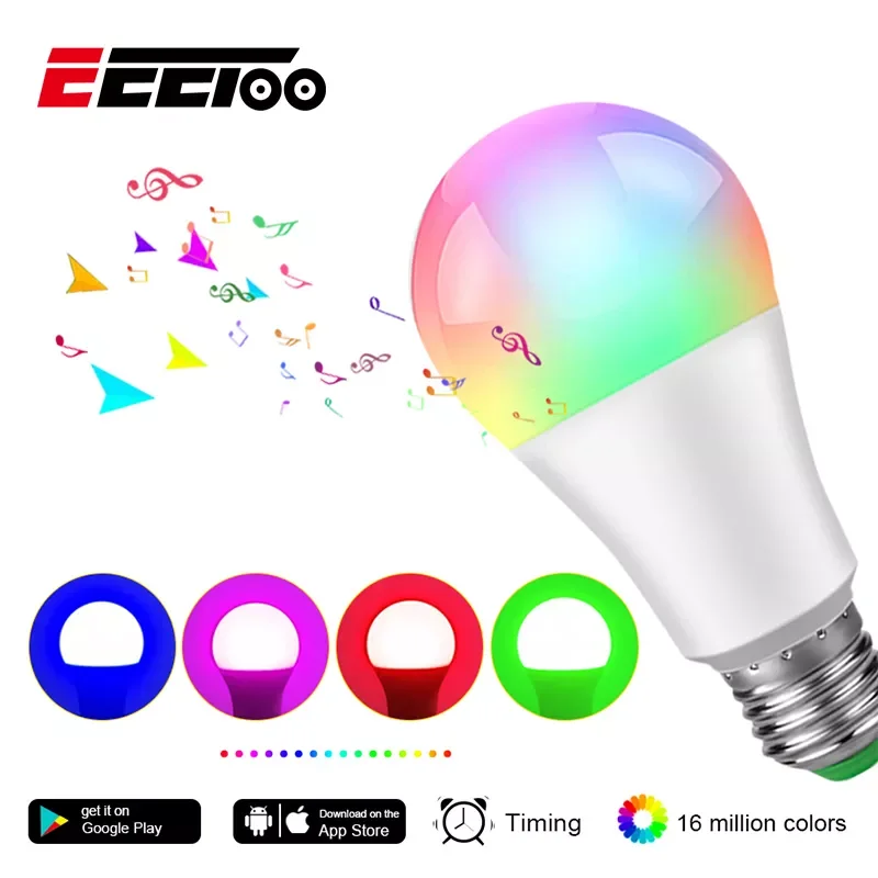 

EeeToo RGB Bluetooth LED Smart Bulb E27/B22 15W Smart Light Lamp Intelligent LED Lights Home Lighting Phone Control Light Bulb