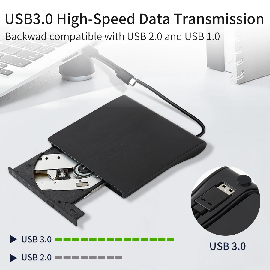 Высокоскоростной Внешний USB3.0 DVD-записный Прибор Для Чтения Компакт-дисков