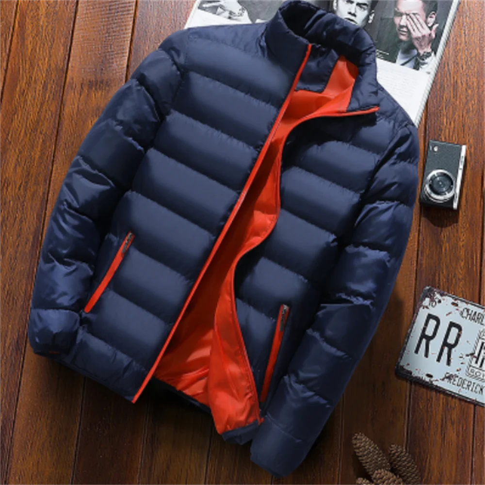 

2022 Autumn Winter New Men's Sports Cotton Clothes Trendy Fashion Stand-Up Collar Zipper Cardigan Casual Cotton Jacket