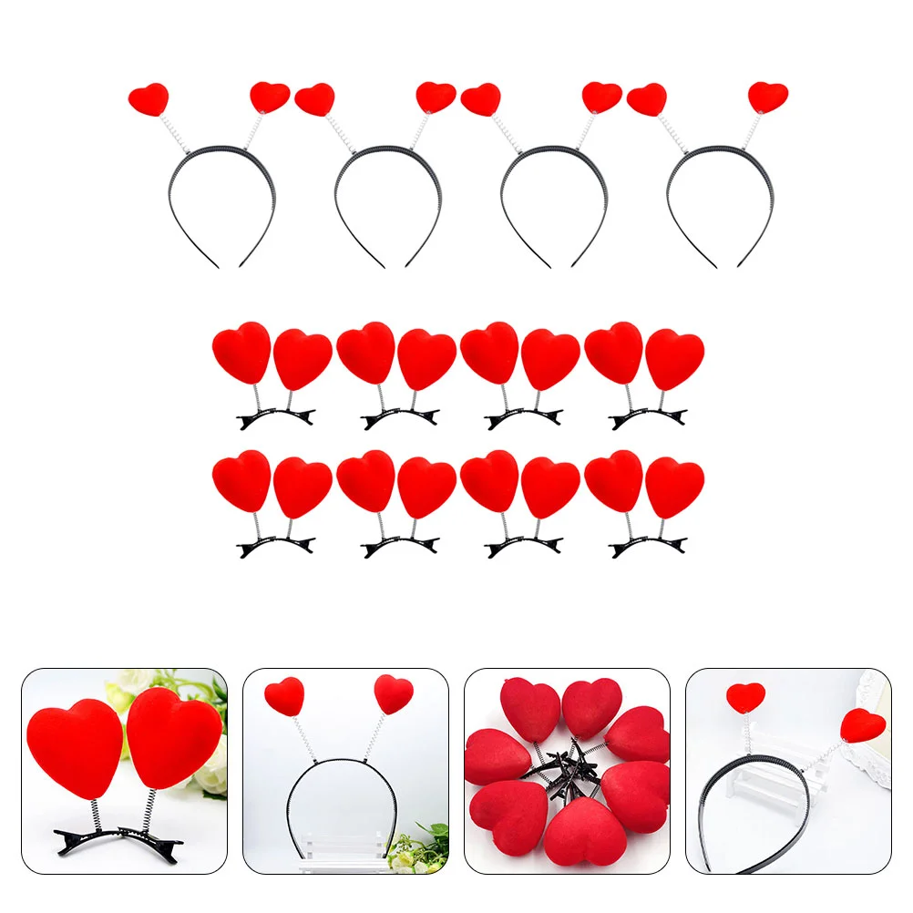 

Heart Valentines Headband Hair Day Valentine Clips Love Accessories Women Bopper Cupid Headpiece Boppers Red Head Costume