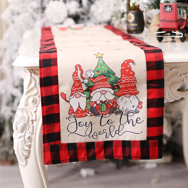 

Navidad 2023 New Year for Home Christmas Decoration Cartoon Faceless Forest Old Man Table Runner Insulated Placemat Natal Noel