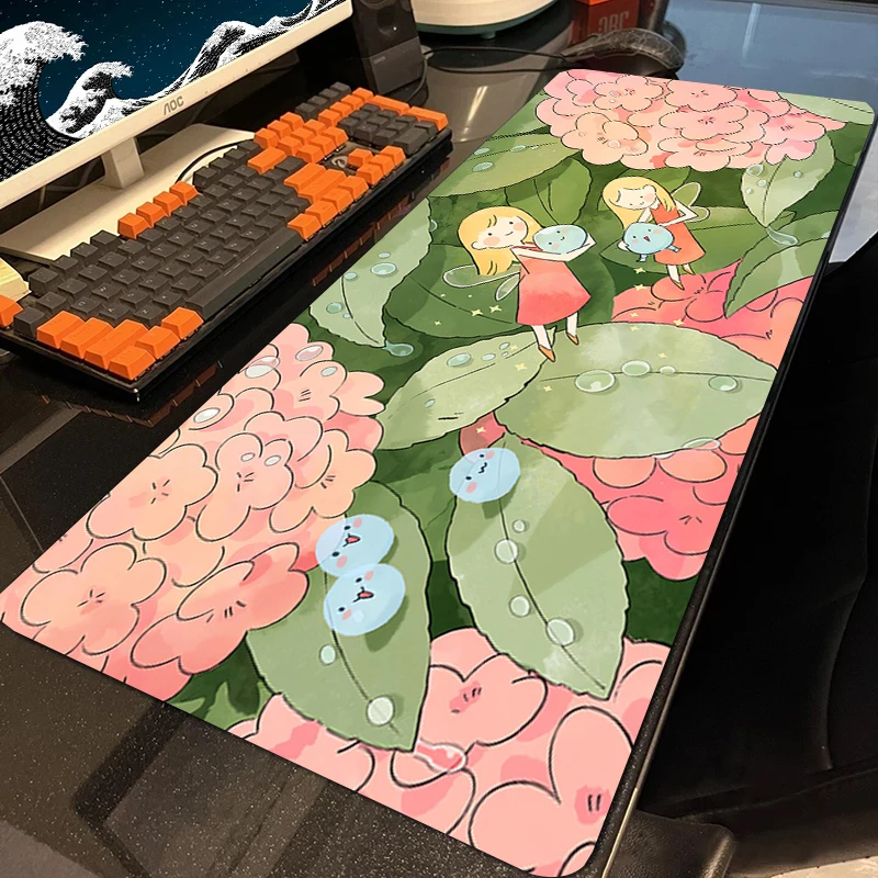 

Cartoon Flower Mouse Pad Gamer Mousepad Pc Kawaii Gaming Carpets Table Computer Pads Locking Edge Rubber Cute Mats For Mice XXL