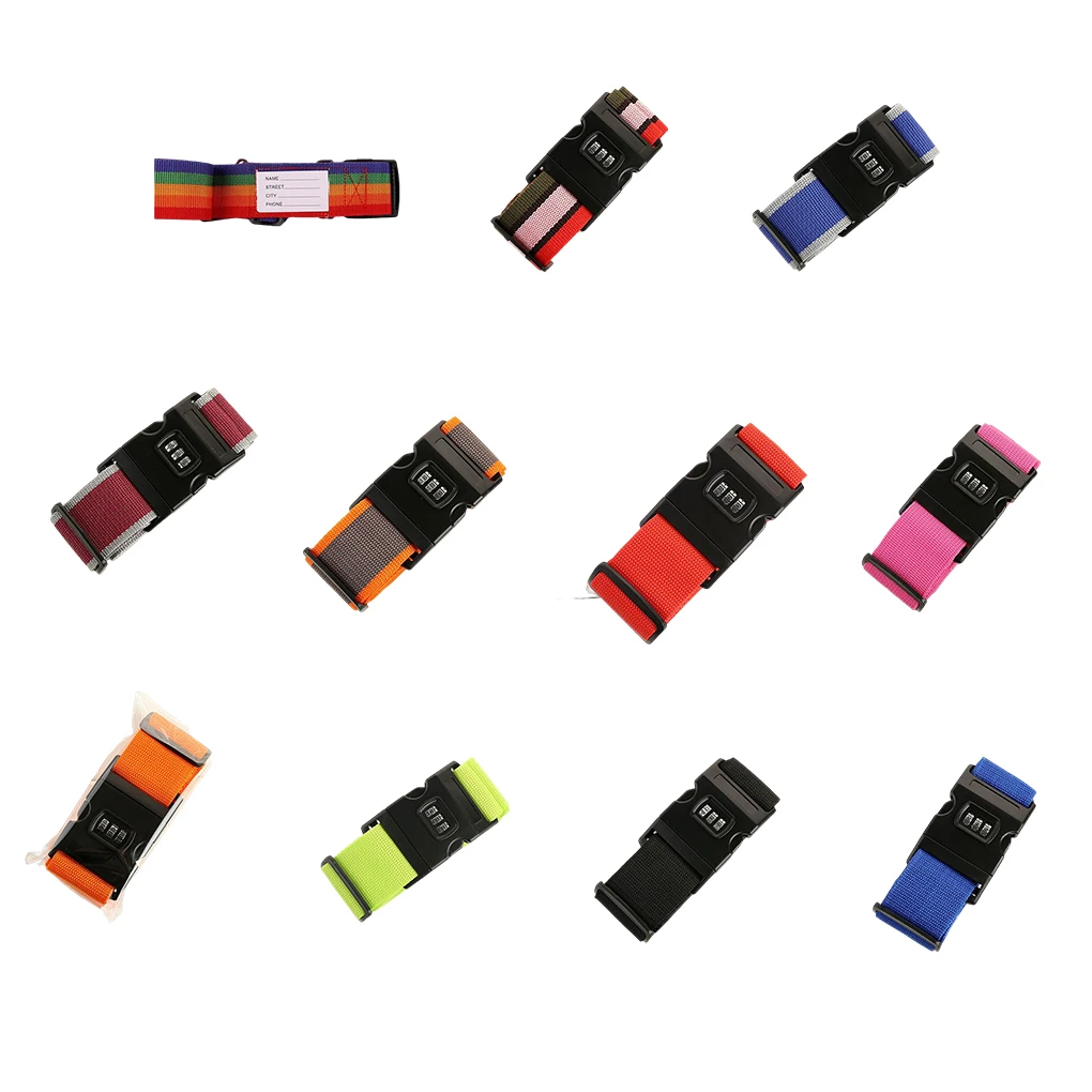 

3 Pieces Luggage Strap Code Suitcase Secure Rainbow Belt Rose Red