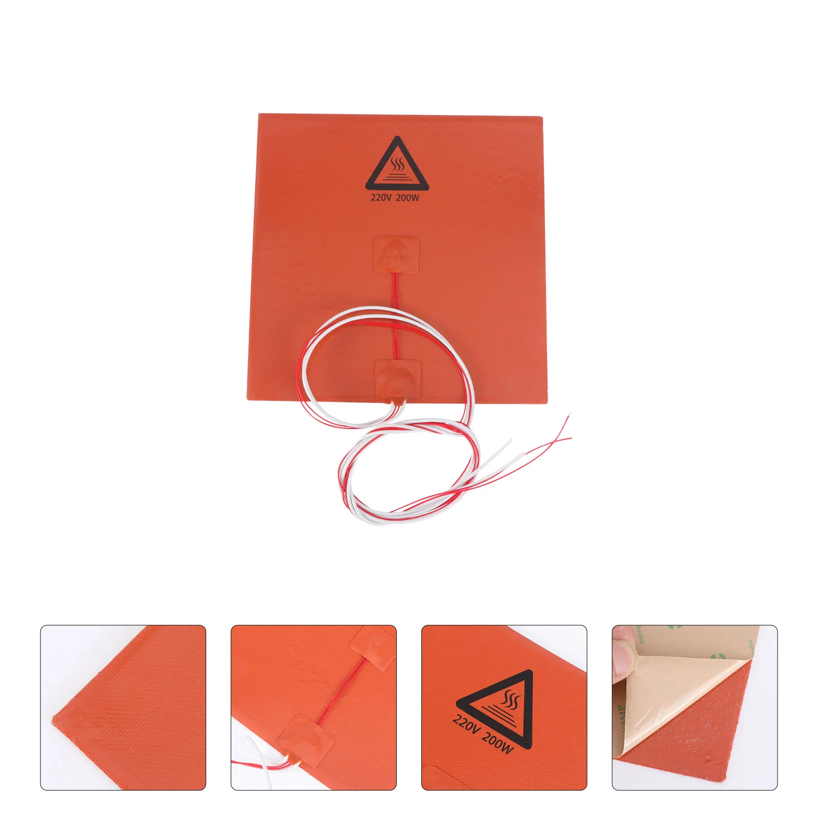 

220V 200W Hotbed Accelerate Heating Heat Preservation Silicone Board with Adhesive for 3D Printer - 200x200mm (Orange)