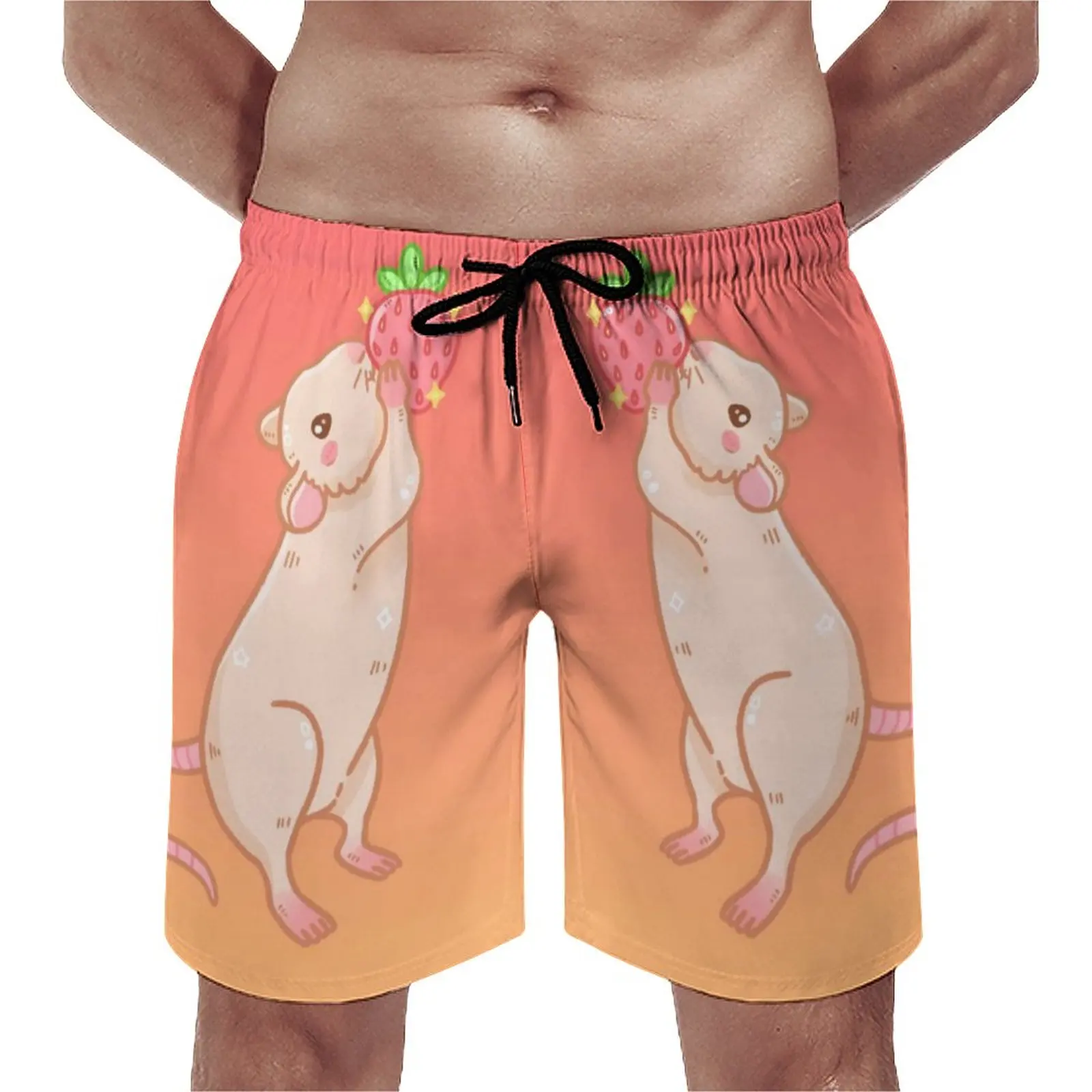 

Strawberry Board Shorts Kawaii Cute Manga Aesthetic Pattern Board Short Pants Man Printed Plus Size Swim Trunks Gift