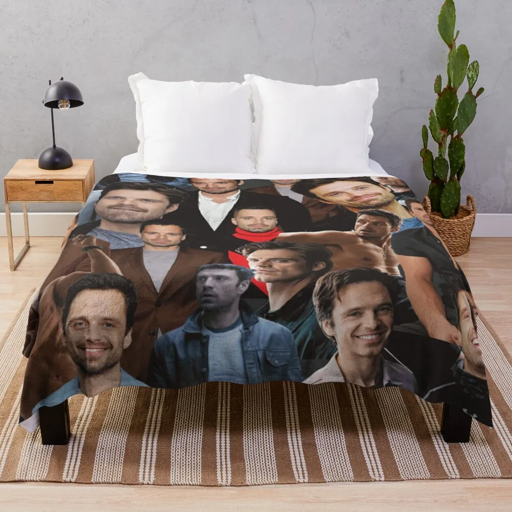 

Sebastian Stan photo collage Throw Blanket designer blankets soft bed blankets flannels Blanket for sofa