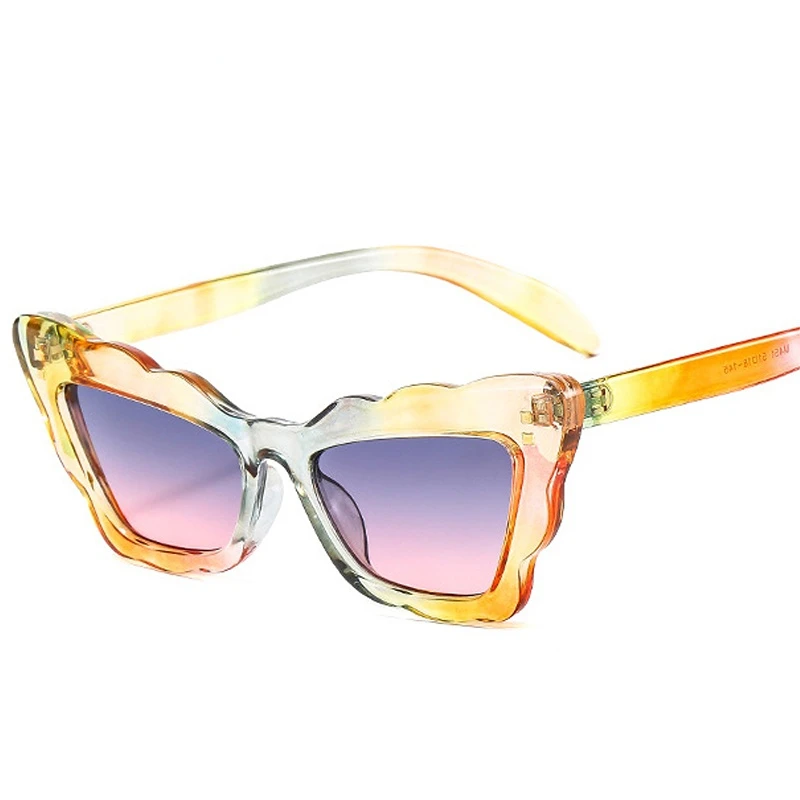 

Ins Popular Fashion Cat Eye Colorful Women Sunglasses Retro Rivets Decoration Men Gradient Shades UV400 Sun Glasses Resin Adult