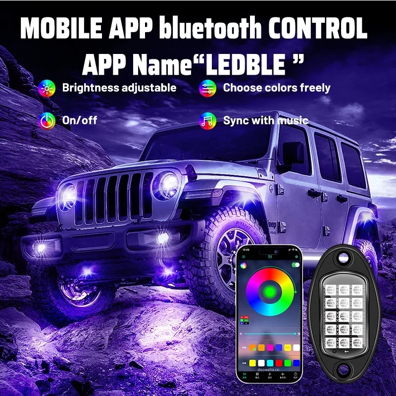 Фото Светодиодные рок-фонари RGB 4/6/8/10/12 в 1, освещение шасси автомобиля для Jeep, внедорожного грузовика, лодки, синхронизации музыки, Bluetooth, управление через приложение Undergolw №2