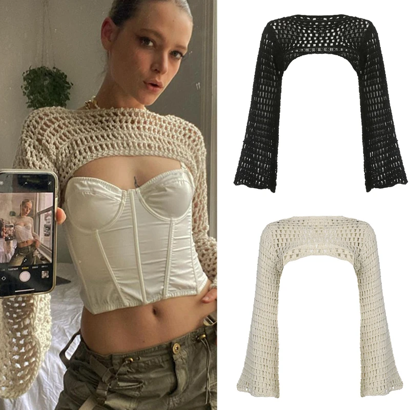 

Женская трикотажная кофта с длинным рукавом и круглым вырезом