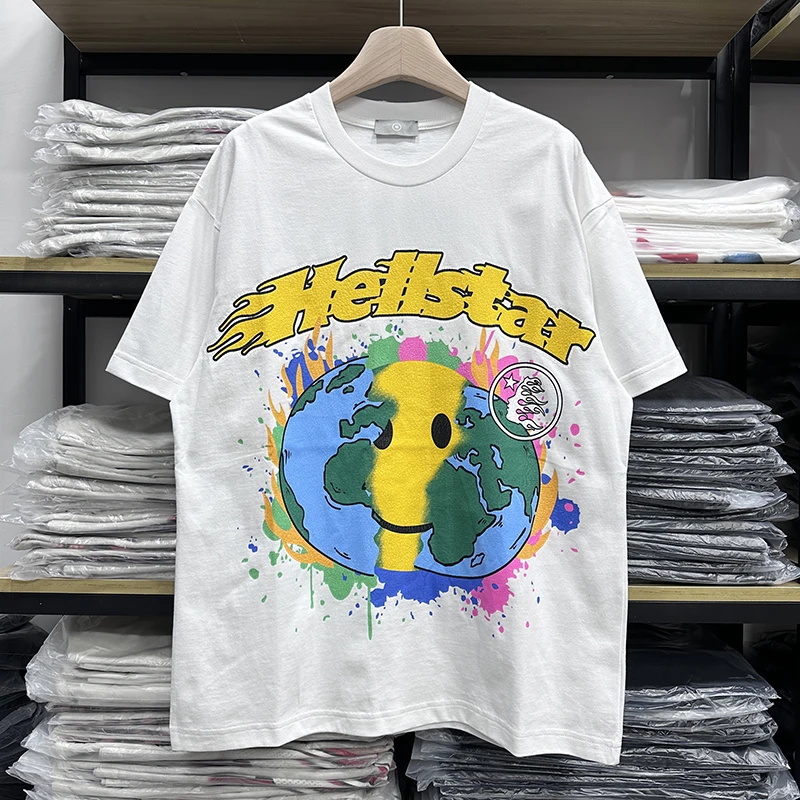 

Earth Smile Letter Print T-Shirt Men Women Best Quality Vintage T Shirt Tops Tee
